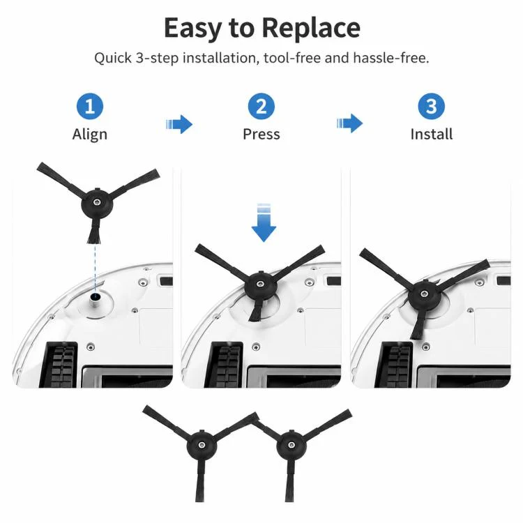 For Xiaomi Mijia Robot Vacuum Mop 2 Pro MJST1S Replacement Parts, Dual Black Side Brush - Image 7