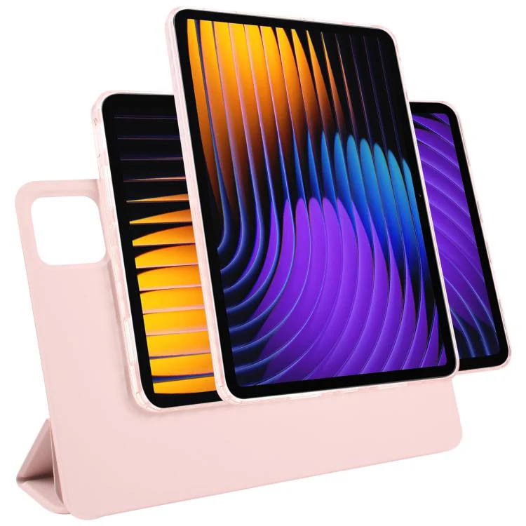 For Xiaomi Pad 7 / 7 Pro Trifold Magnetic Split Acrylic Leather Tablet Case(Pink)