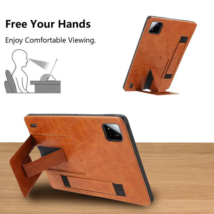 For Xiaomi Pad 8 / 8 Pro / 7 / 7 Pro Wristband Retro Vegan Leather Back Tablet Case with Holder(Brown) - Image 3
