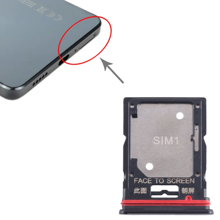 For Xiaomi Poco X4 GT SIM Card Tray + SIM Card Tray / Micro SD Card Tray (Black) - Image 4