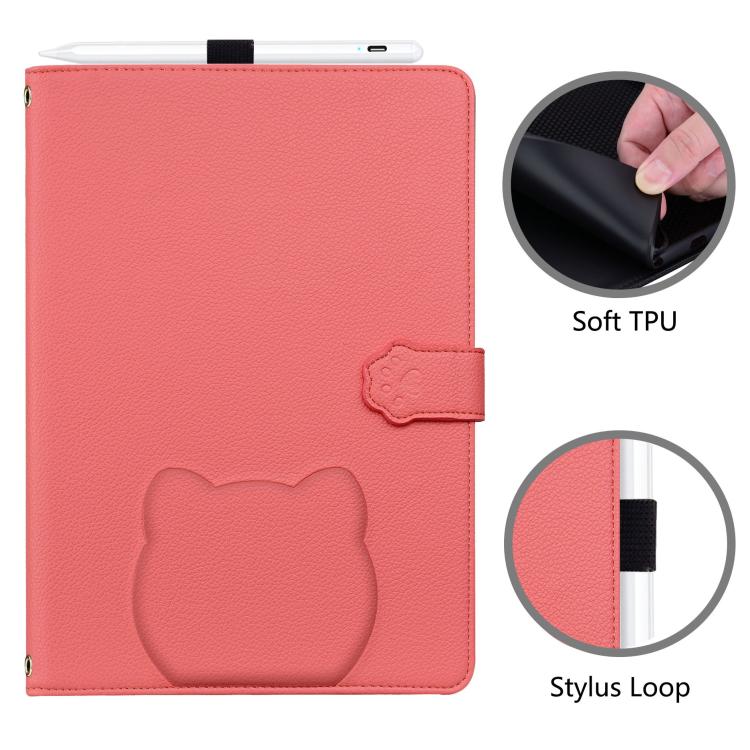For Xiaomi Redmi K Pad Cat Skin-feel Litchi Leather Tablet Case(Watermelon Red) - Image 2