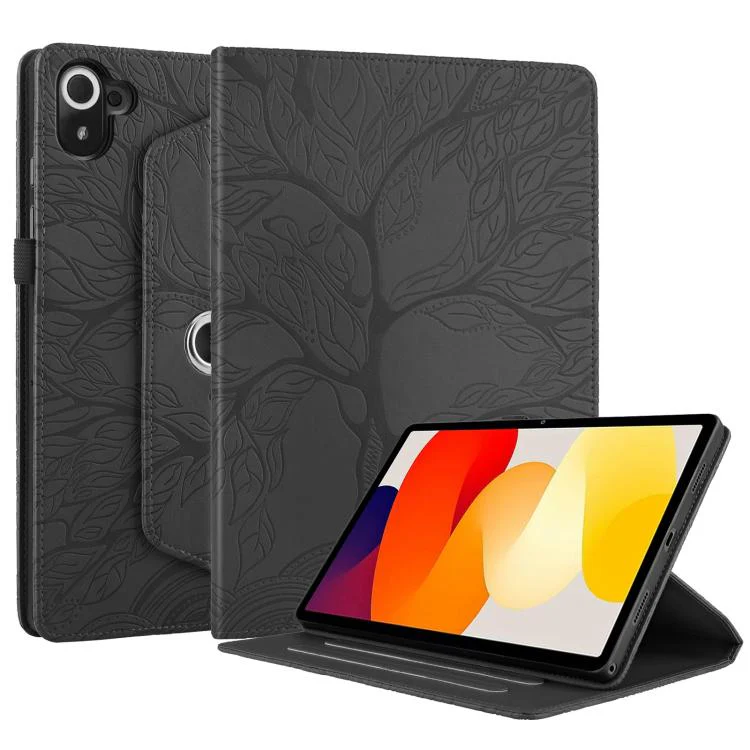 For Xiaomi Redmi K Pad Tree Life Embossed Rotation Leather Tablet Case(Black) - Image 2