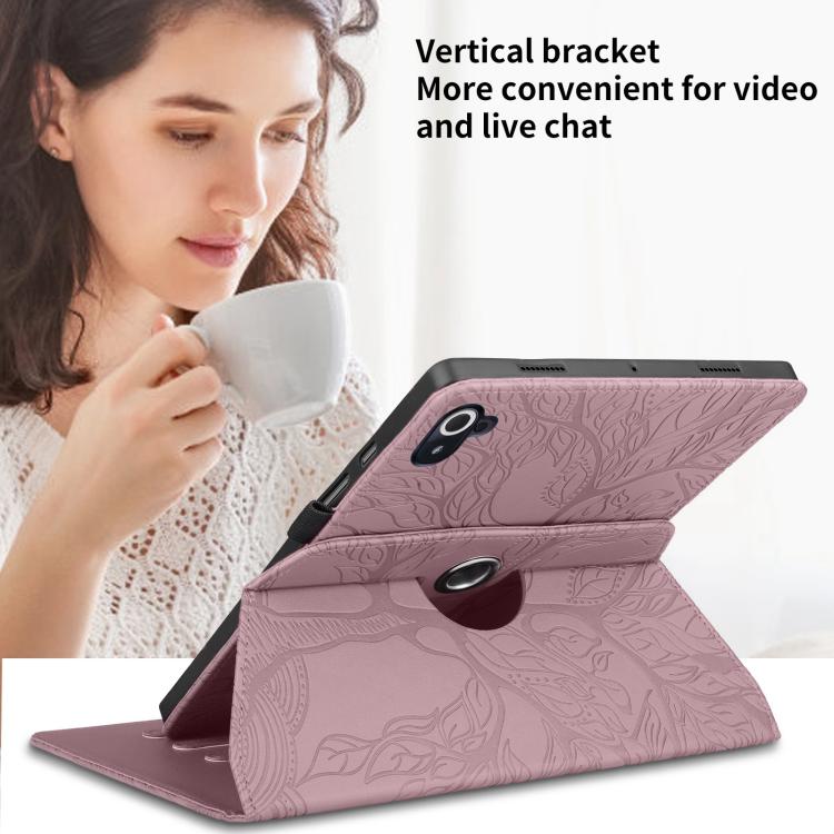 For Xiaomi Redmi K Pad Tree Life Embossed Rotation Leather Tablet Case(Rose Gold) - Image 6