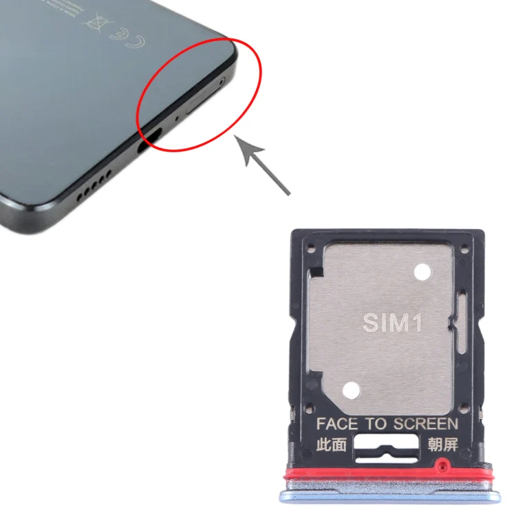 For Xiaomi Redmi Note 11T Pro+ SIM Card Tray + SIM Card Tray / Micro SD Card Tray (Blue) - Image 4