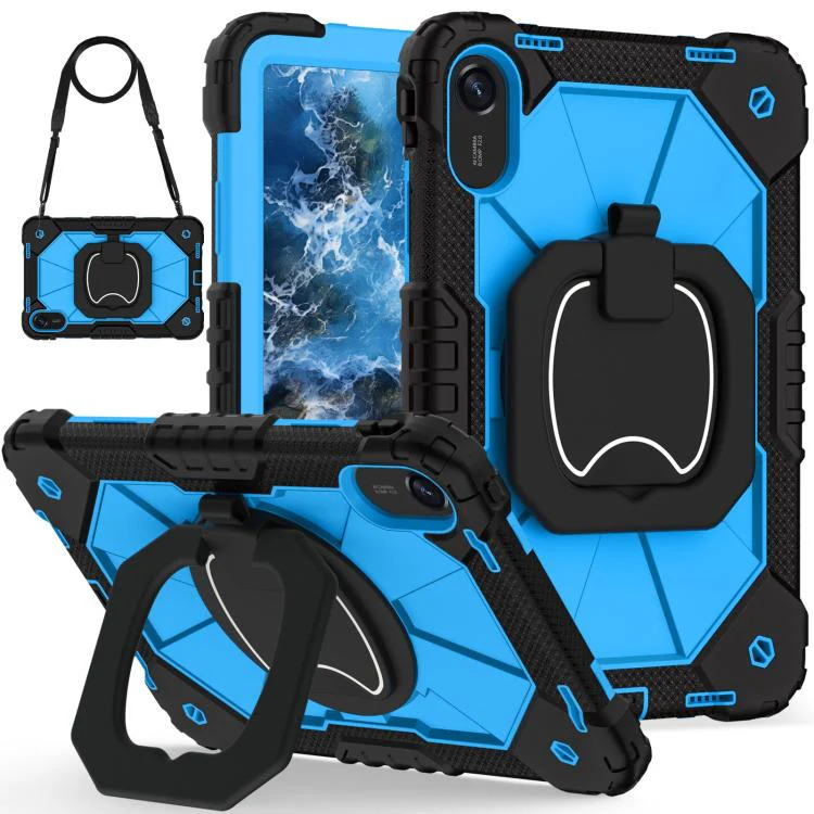 For Xiaomi Redmi Pad 2 11 2025 Contrast Color Robot Silicone Hybrid PC Tablet Case(Black Blue)