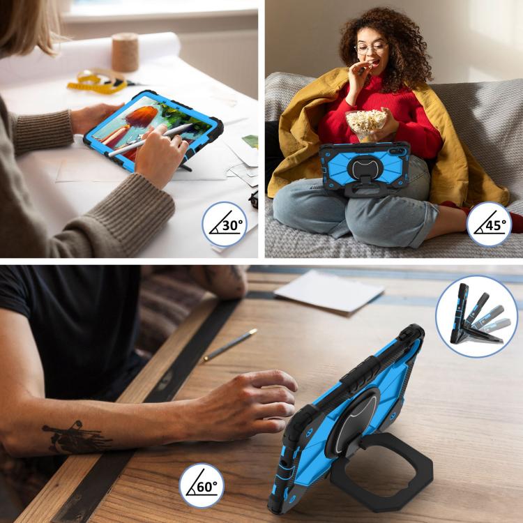 For Xiaomi Redmi Pad 2 11 2025 Contrast Color Robot Silicone Hybrid PC Tablet Case(Black Blue) - Image 6