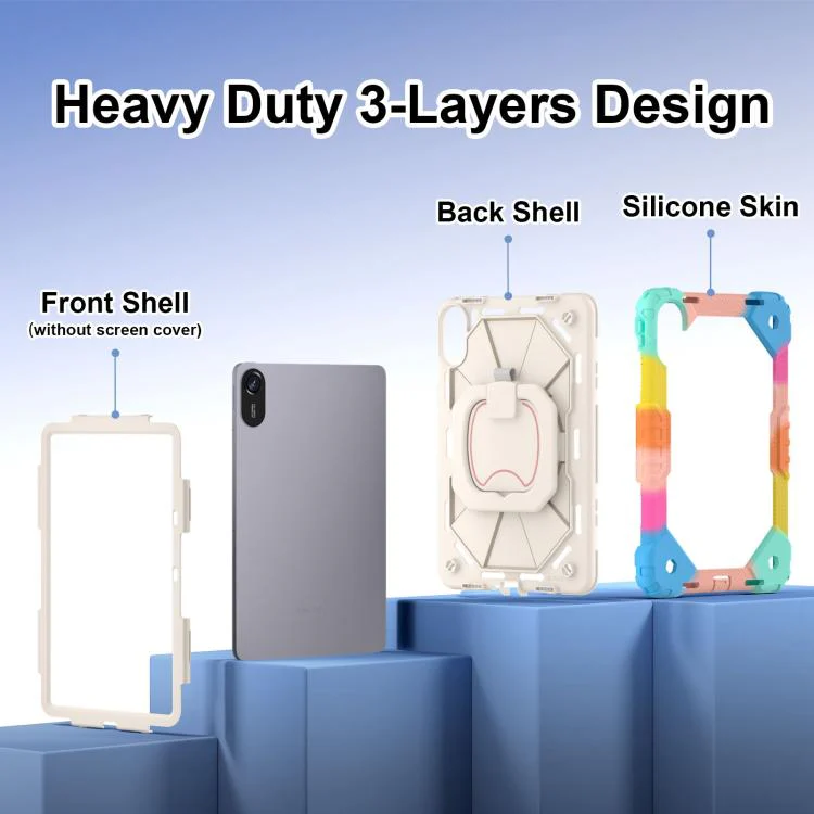 For Xiaomi Redmi Pad 2 11 2025 Contrast Color Robot Silicone Hybrid PC Tablet Case(Colorful Blue) - Image 3