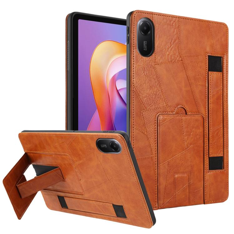 For Xiaomi Redmi Pad 2 11 2025 Wristband Retro Vegan Leather Back Tablet Case with Holder(Brown)