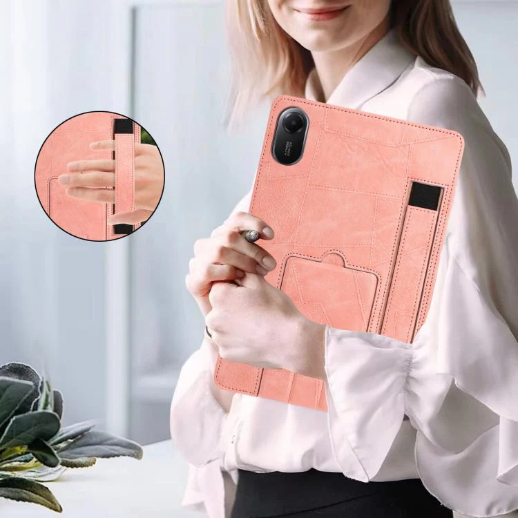 For Xiaomi Redmi Pad 2 11 2025 Wristband Retro Vegan Leather Back Tablet Case with Holder(Pink) - Image 5