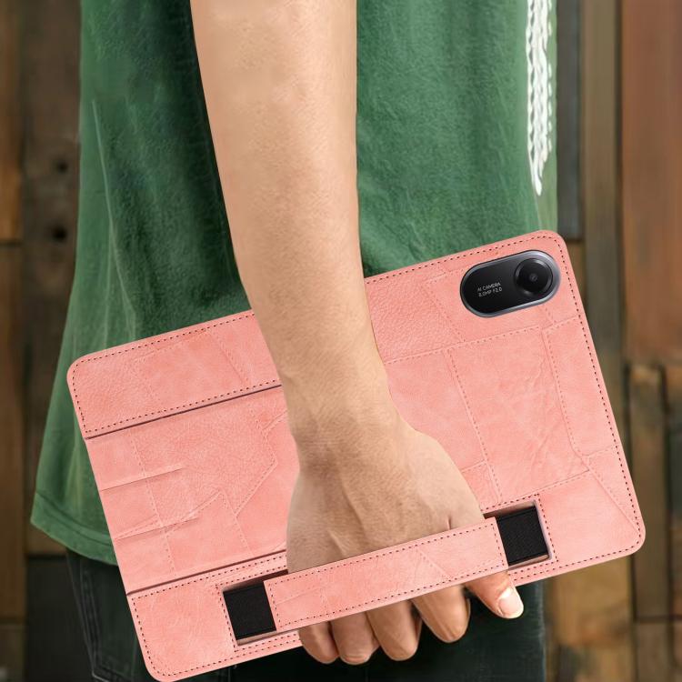 For Xiaomi Redmi Pad 2 11 2025 Wristband Retro Vegan Leather Back Tablet Case with Holder(Pink) - Image 6