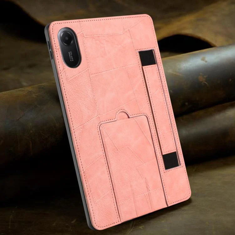 For Xiaomi Redmi Pad 2 11 2025 Wristband Retro Vegan Leather Back Tablet Case with Holder(Pink) - Image 7