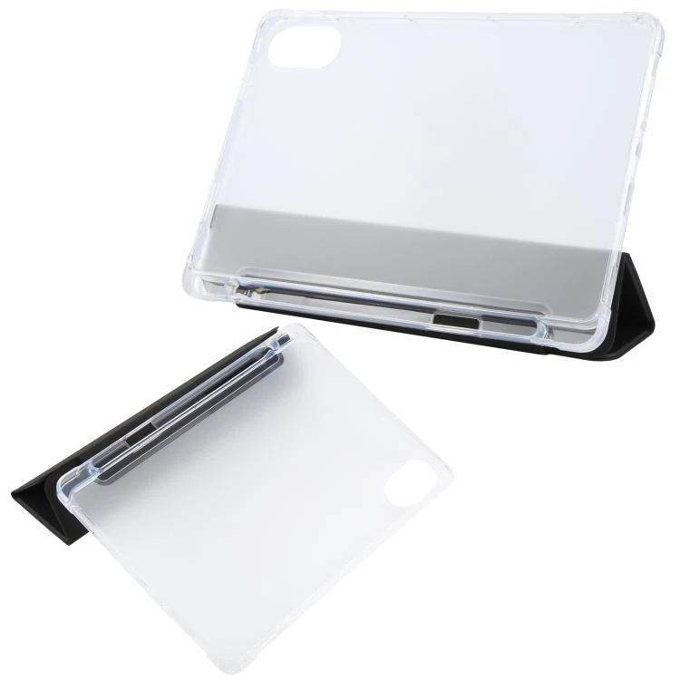 For Xiaomi Redmi Pad 2 3-fold Clear TPU Smart Leather Tablet Case with Pen Slot(Black) - Image 3