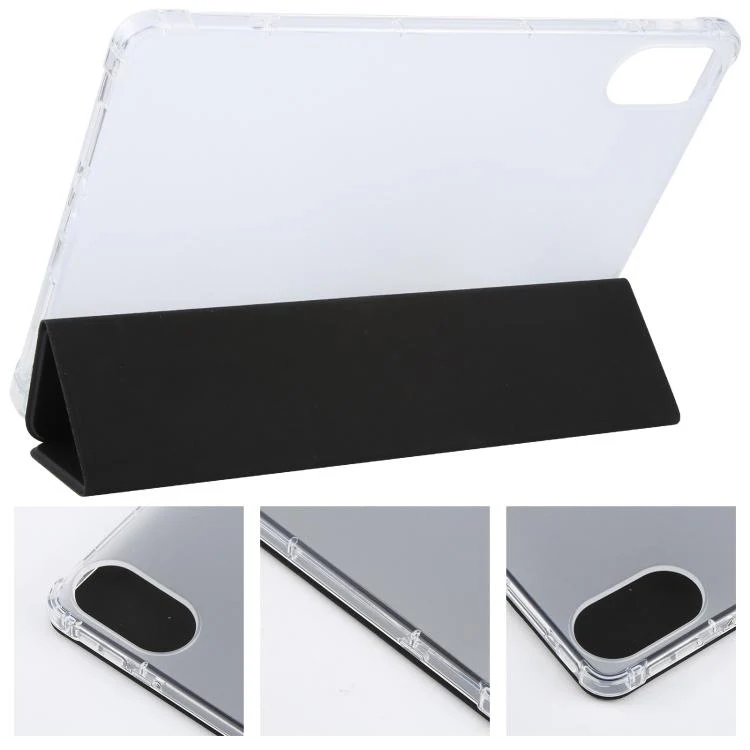 For Xiaomi Redmi Pad 2 3-fold Clear TPU Smart Leather Tablet Case with Pen Slot(Black) - Image 4