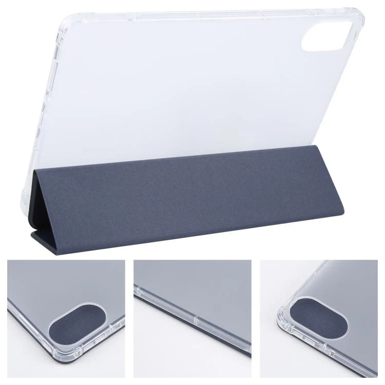 For Xiaomi Redmi Pad 2 3-fold Clear TPU Smart Leather Tablet Case with Pen Slot(Dark Blue) - Image 4