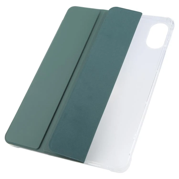 For Xiaomi Redmi Pad 2 3-fold Clear TPU Smart Leather Tablet Case with Pen Slot(Dark Green) - Image 2