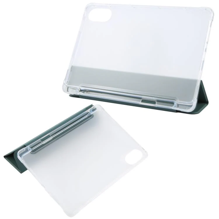 For Xiaomi Redmi Pad 2 3-fold Clear TPU Smart Leather Tablet Case with Pen Slot(Dark Green) - Image 3