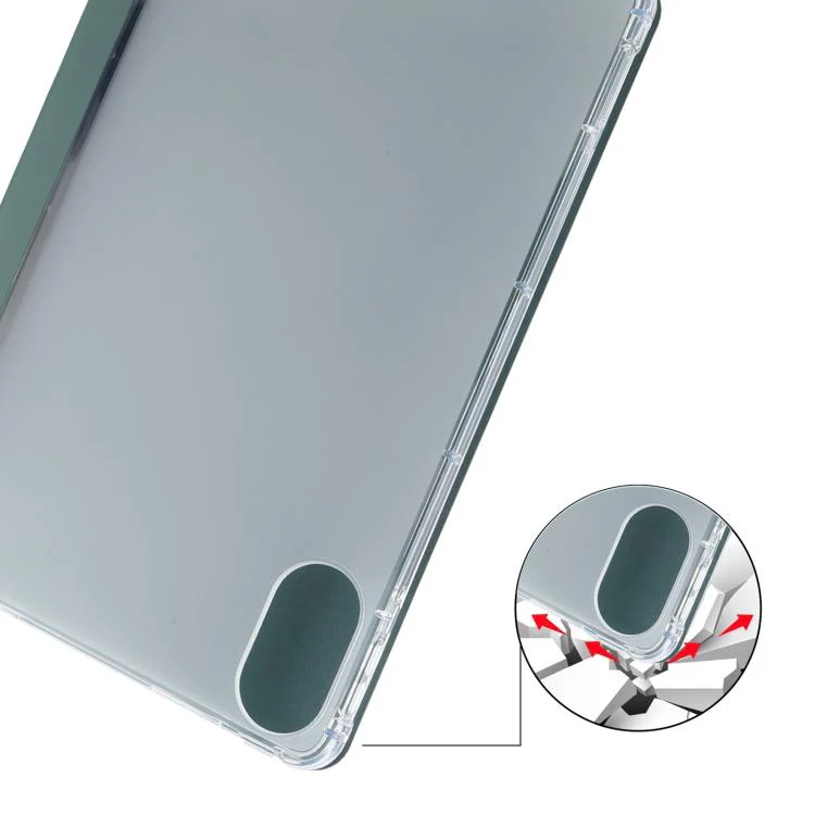 For Xiaomi Redmi Pad 2 3-fold Clear TPU Smart Leather Tablet Case with Pen Slot(Dark Green) - Image 5