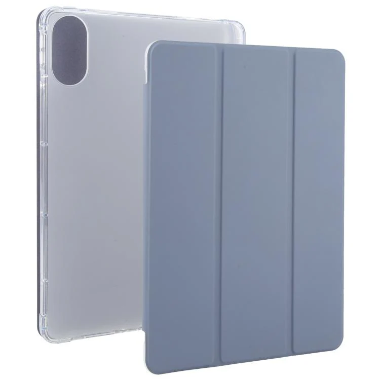 For Xiaomi Redmi Pad 2 3-fold Clear TPU Smart Leather Tablet Case with Pen Slot(Lavender Purple)