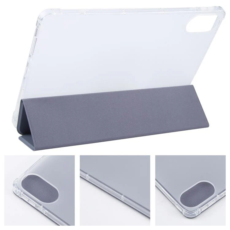 For Xiaomi Redmi Pad 2 3-fold Clear TPU Smart Leather Tablet Case with Pen Slot(Lavender Purple) - Image 4