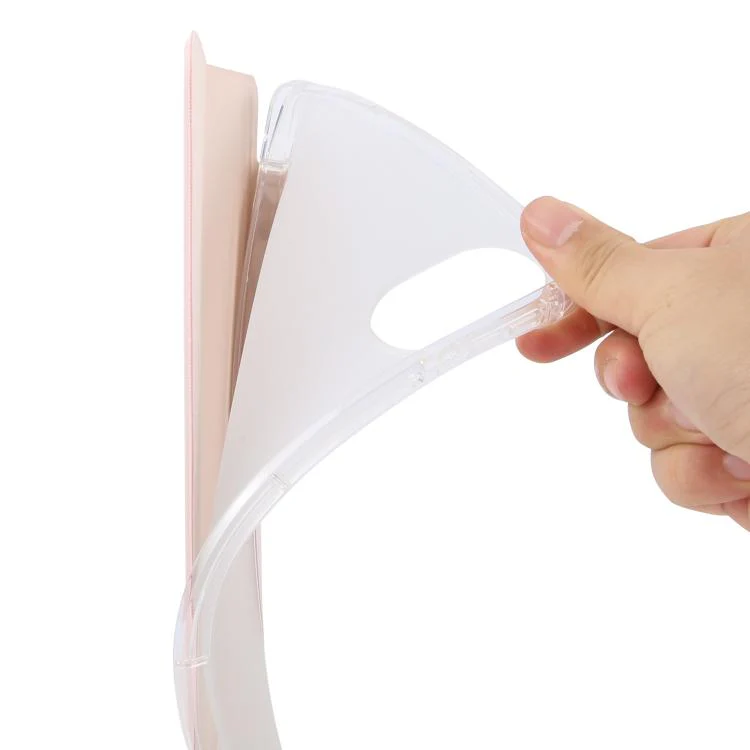 For Xiaomi Redmi Pad 2 3-fold Clear TPU Smart Leather Tablet Case with Pen Slot(Sand Pink) - Image 6