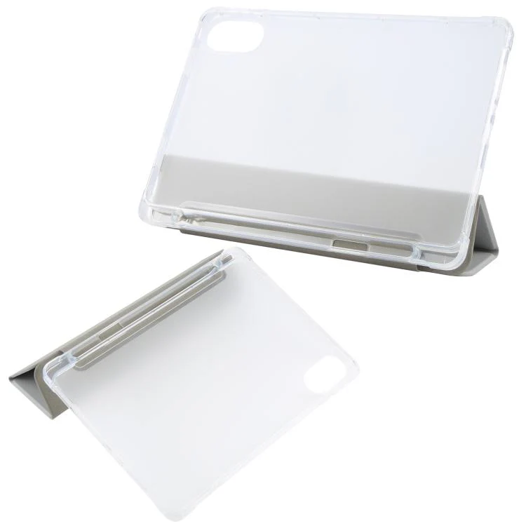 For Xiaomi Redmi Pad 2 3-fold Clear TPU Smart Leather Tablet Case with Pen Slot(Space Gray) - Image 3