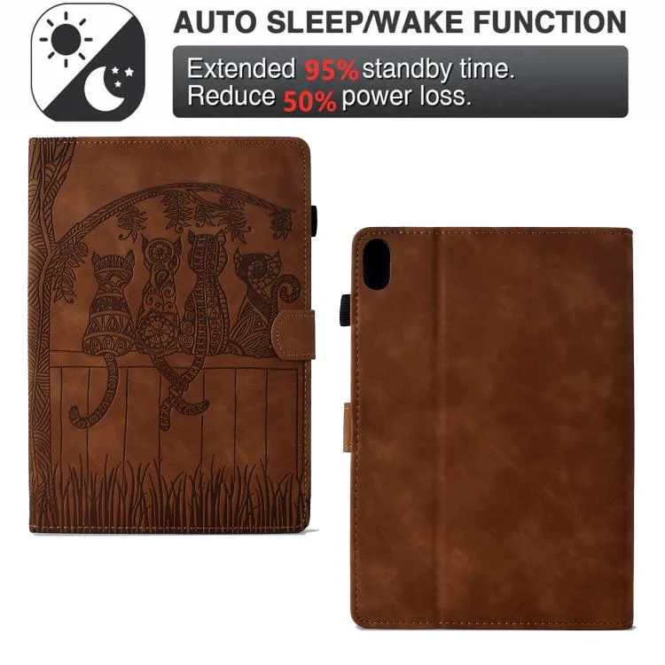 For Xiaomi Redmi Pad 2 Cats Embossed Leather Smart Tablet Case(Brown) - Image 5