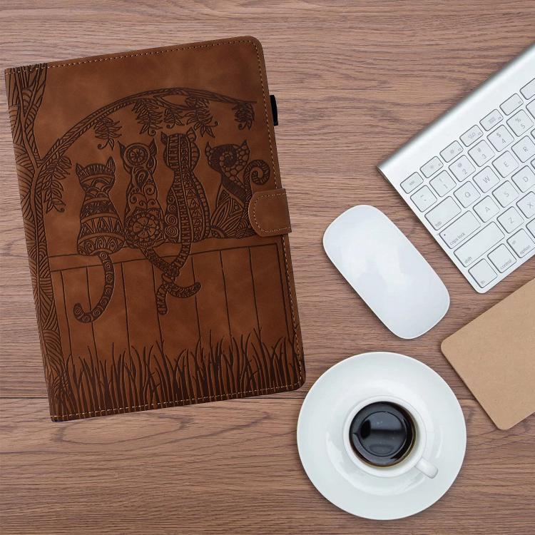 For Xiaomi Redmi Pad 2 Cats Embossed Leather Smart Tablet Case(Brown) - Image 8
