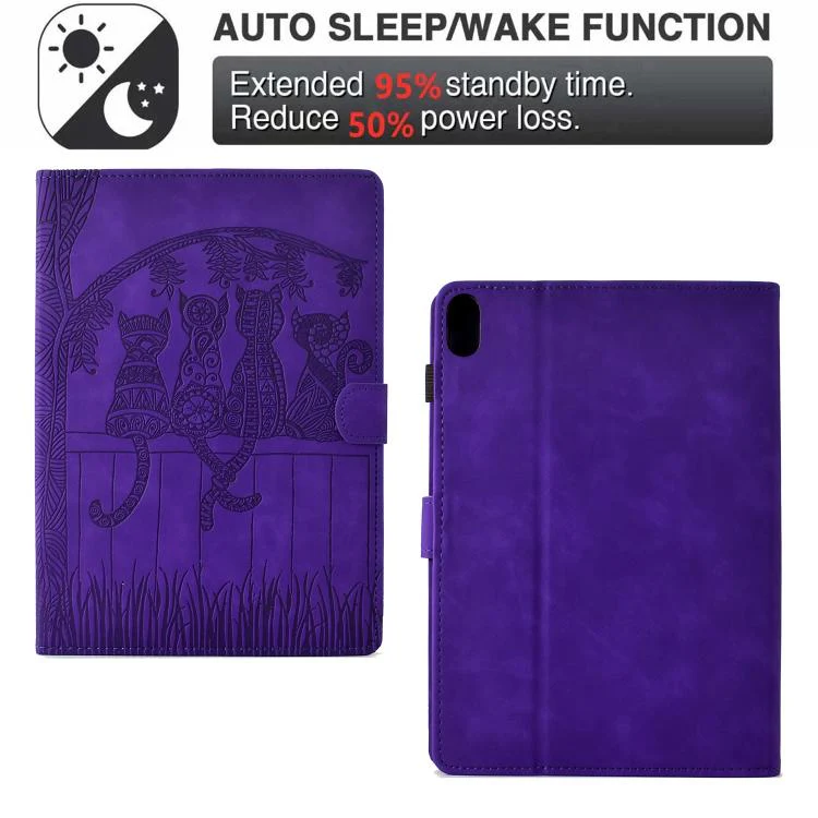 For Xiaomi Redmi Pad 2 Cats Embossed Leather Smart Tablet Case(Purple) - Image 5