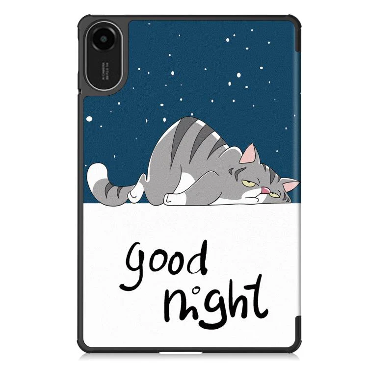 For Xiaomi Redmi Pad 2 Custer Painted 3-Fold Stand Leather Smart Tablet Case(Lazy Cat) - Image 3