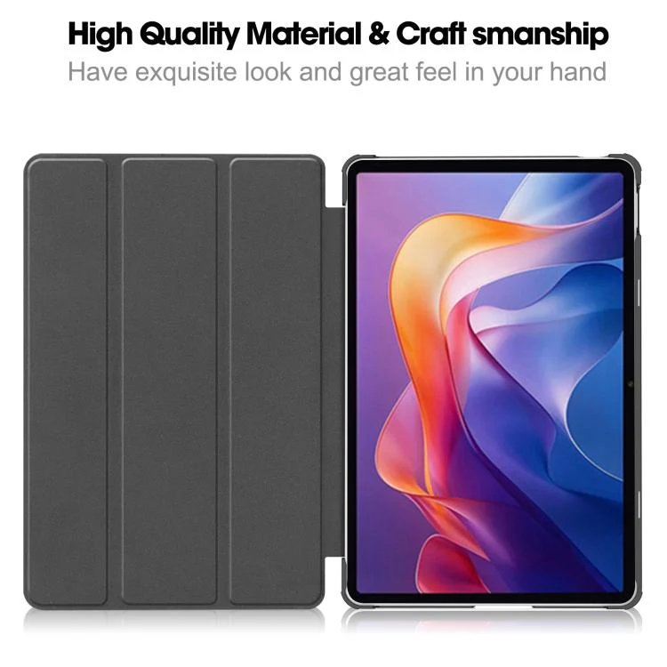 For Xiaomi Redmi Pad 2 Custer Painted 3-Fold Stand Leather Smart Tablet Case(Lazy Cat) - Image 4