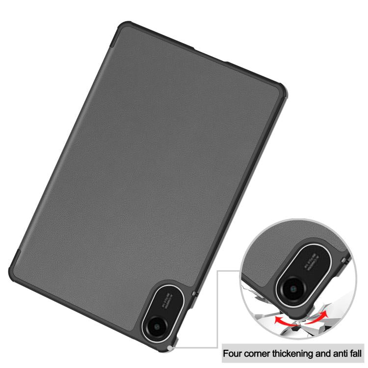 For Xiaomi Redmi Pad 2 Custer Texture 3-Fold Holder Leather Smart Tablet Case(Grey) - Image 6