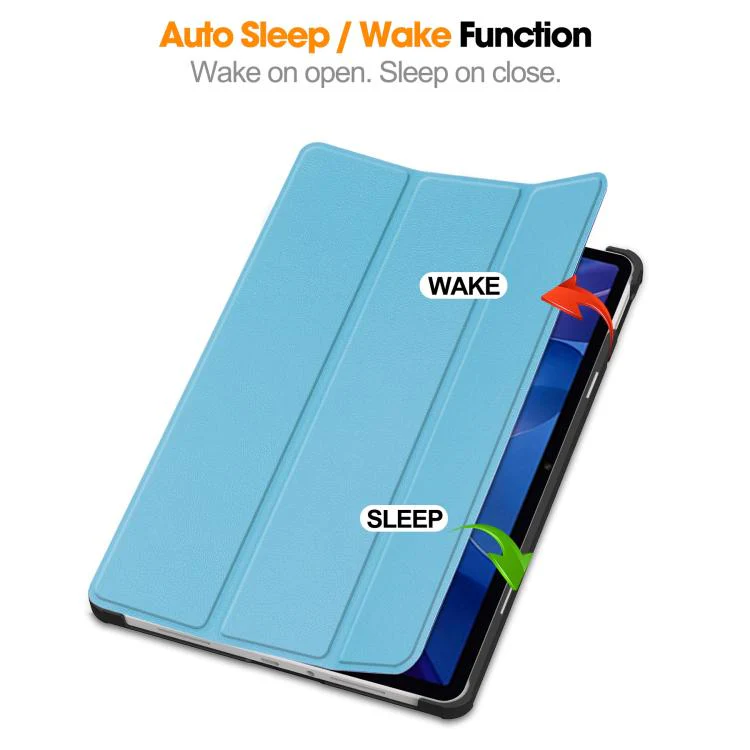 For Xiaomi Redmi Pad 2 Custer Texture 3-Fold Holder Leather Smart Tablet Case(Sky Blue) - Image 5