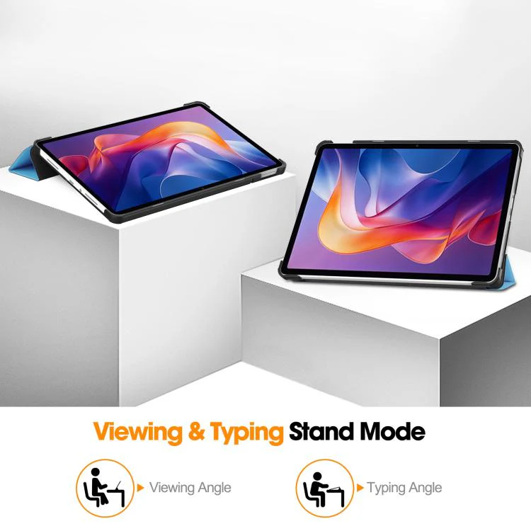 For Xiaomi Redmi Pad 2 Custer Texture 3-Fold Holder Leather Smart Tablet Case(Sky Blue) - Image 8