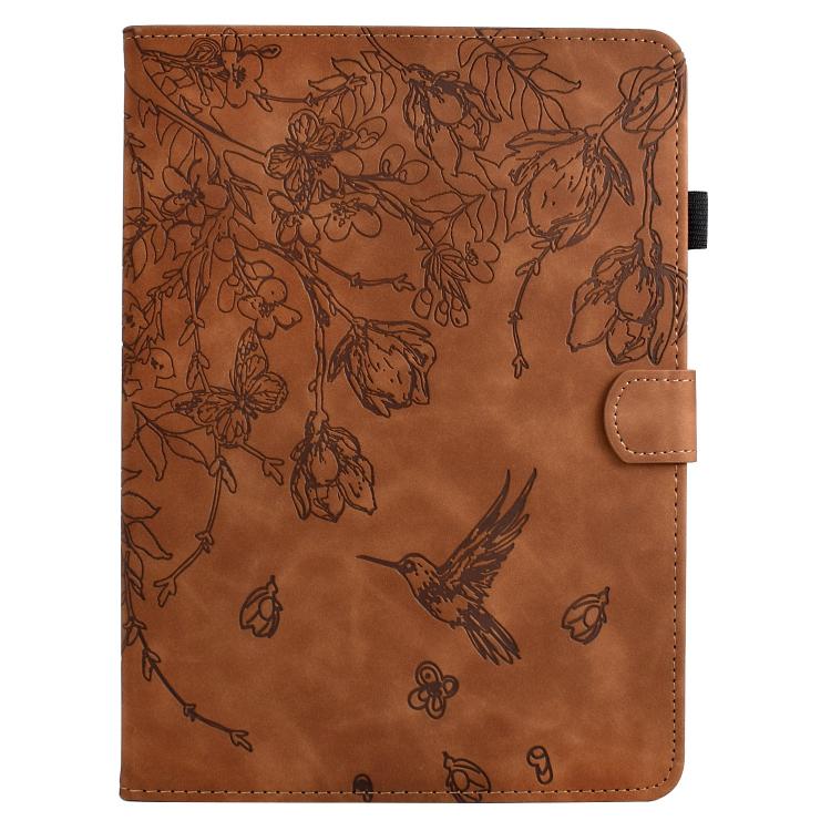 For Xiaomi Redmi Pad 2 Flowers and Bird Embossed Smart Leather Tablet Case(Brown) - Image 2
