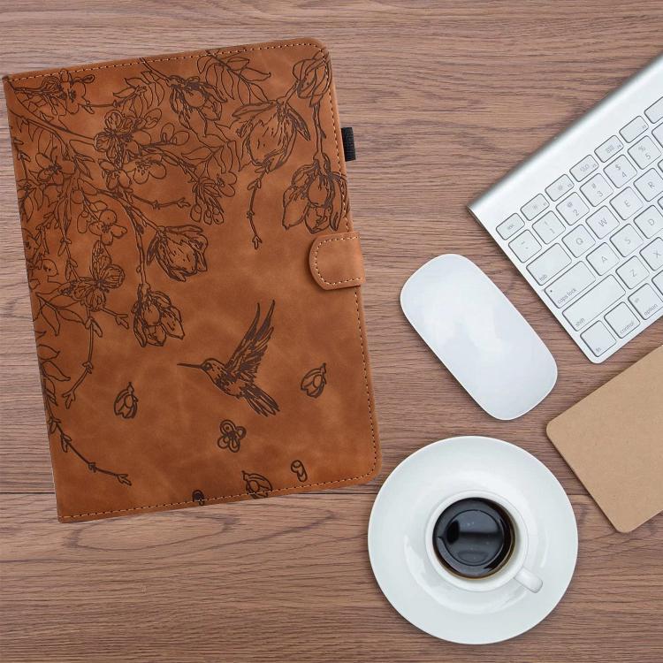 For Xiaomi Redmi Pad 2 Flowers and Bird Embossed Smart Leather Tablet Case(Brown) - Image 8