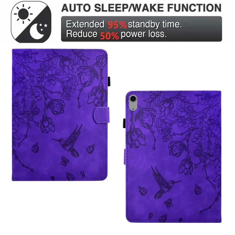 For Xiaomi Redmi Pad 2 Flowers and Bird Embossed Smart Leather Tablet Case(Purple) - Image 5