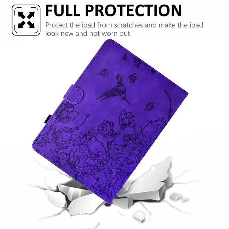 For Xiaomi Redmi Pad 2 Flowers and Bird Embossed Smart Leather Tablet Case(Purple) - Image 7