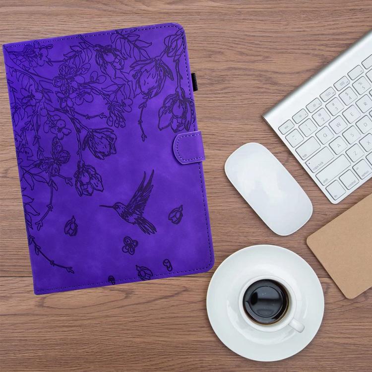 For Xiaomi Redmi Pad 2 Flowers and Bird Embossed Smart Leather Tablet Case(Purple) - Image 8
