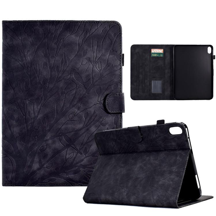 For Xiaomi Redmi Pad 2 Fortune Tree Embossed Leather Smart Tablet Case(Black)