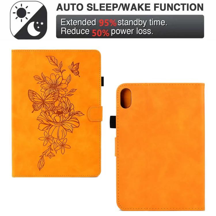 For Xiaomi Redmi Pad 2 Peony Butterfly Embossed Leather Smart Tablet Case(Khaki) - Image 5