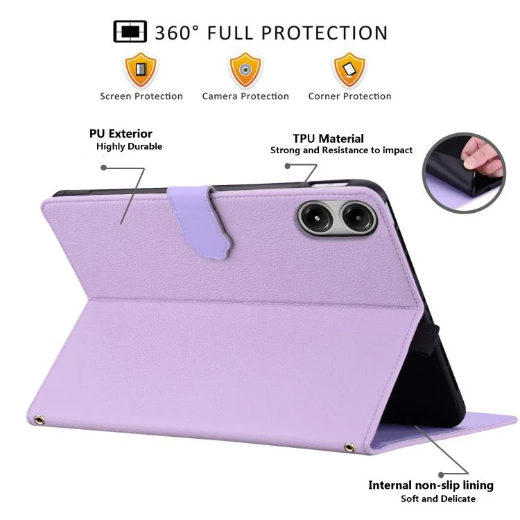 For Xiaomi Redmi Pad 2 Pro / Pro / Poco Pad Cat Skin-feel Litchi Leather Tablet Case(Purple) - Image 7