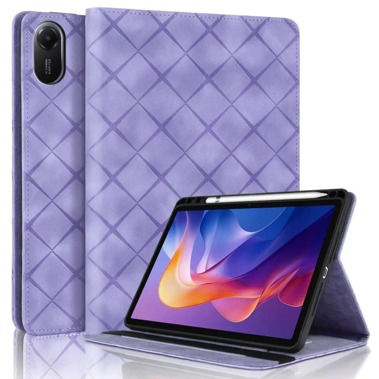 For Xiaomi Redmi Pad 2 Rhombus Embossing Leather Tablet Case(Purple)
