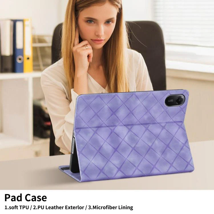 For Xiaomi Redmi Pad 2 Rhombus Embossing Leather Tablet Case(Purple) - Image 5