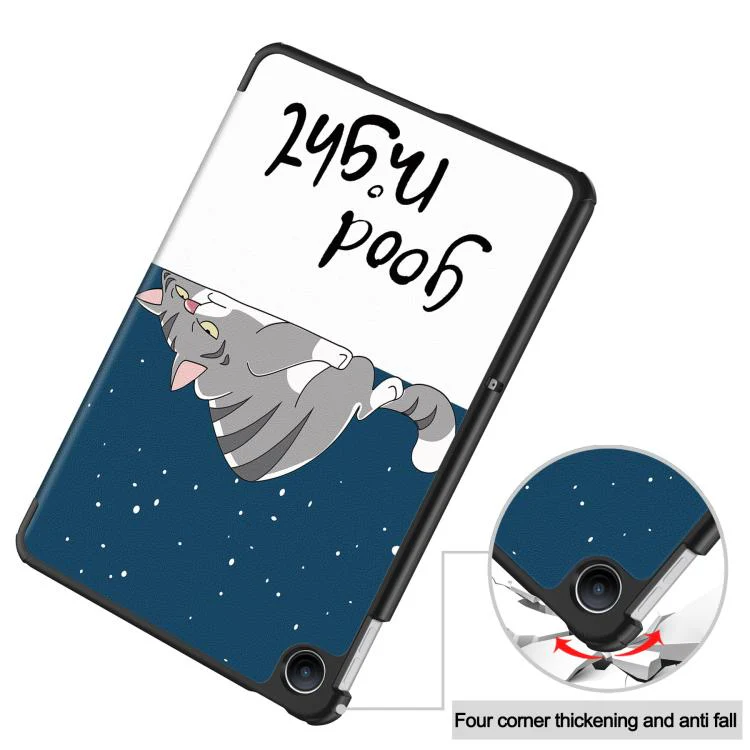 For Xiaomi Redmi Pad 2 SE 9.7 2026 Custer Painted 3-Fold Stand Leather Smart Tablet Case(Lazy Cat) - Image 6