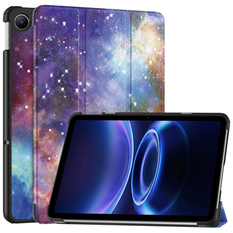 For Xiaomi Redmi Pad 2 SE 9.7 2026 Custer Painted 3-Fold Stand Leather Smart Tablet Case(Milky Way)