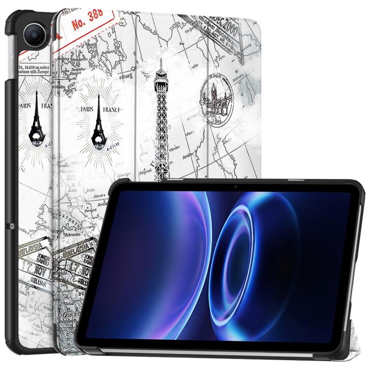 For Xiaomi Redmi Pad 2 SE 9.7 2026 Custer Painted 3-Fold Stand Leather Smart Tablet Case(Retro Eiffel Tower)