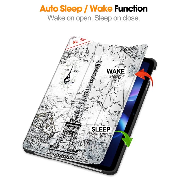 For Xiaomi Redmi Pad 2 SE 9.7 2026 Custer Painted 3-Fold Stand Leather Smart Tablet Case(Retro Eiffel Tower) - Image 5