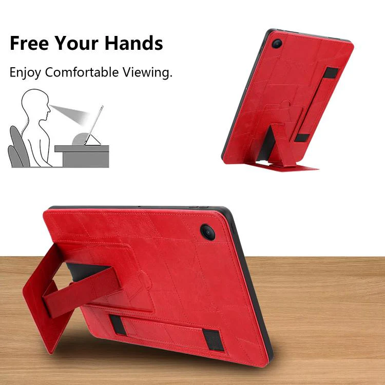 For Xiaomi Redmi Pad 2 SE 9.7 2026 Wristband Retro Vegan Leather Back Tablet Case with Holder(Red) - Image 3