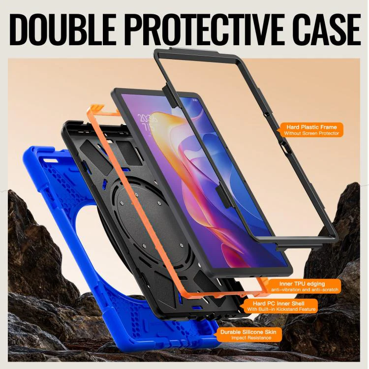 For Xiaomi Redmi Pad 2 Silicone Hybrid PC Tablet Case with Holder & Shoulder Strap(Blue) - Image 6