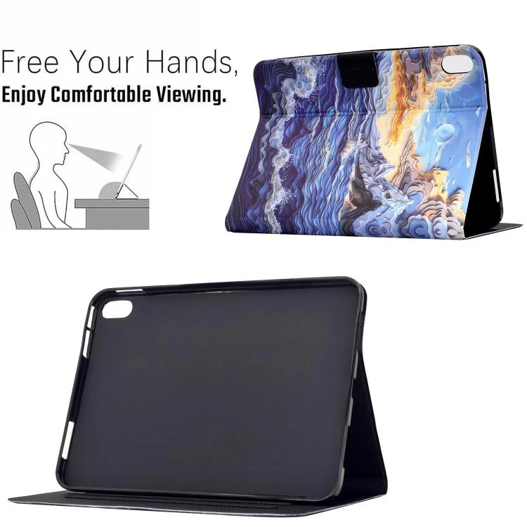 For Xiaomi Redmi Pad 2 Voltage Sewing Thread Painted Vegan Leather Smart Tablet Case(Mountain Sea Waves) - Image 5